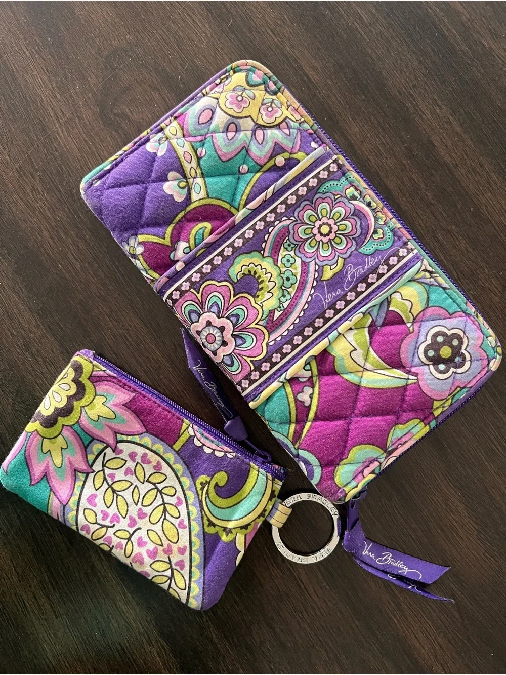 Vera Bradley 2013 Heather Floral Quilted Wallet & Coin Pouch Set